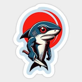 Killer shark carrying a knife Sticker